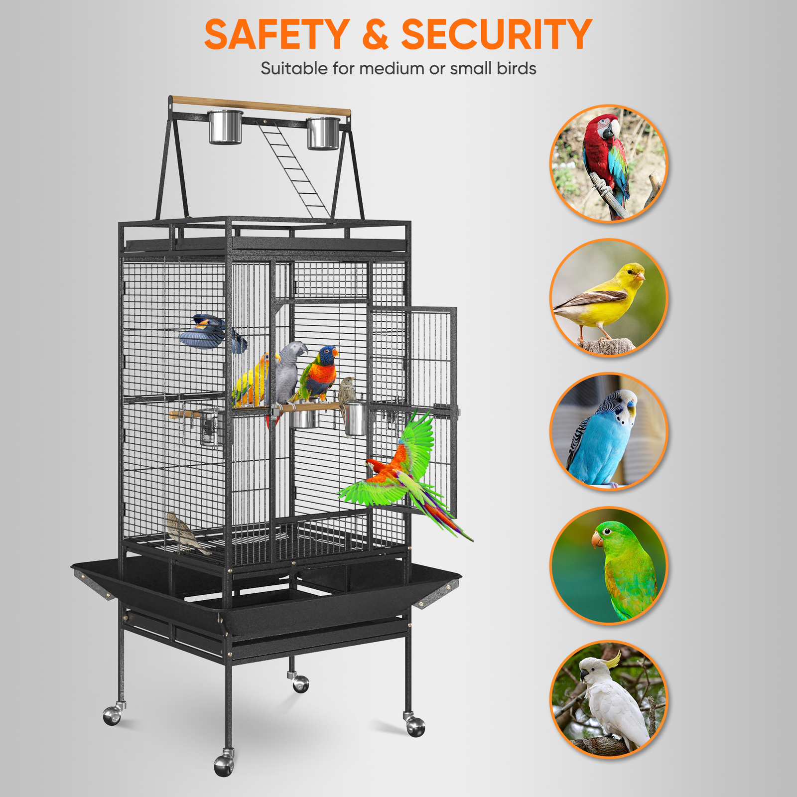 68" Large Bird Cage Play Top Parrot Finch Flight Cage Macaw Cockatoo Pet Supply