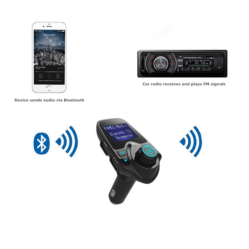 Bluetooth FM Transmitter Wireless In-Car Radio Adapter LCD Digital Screen 2 USB