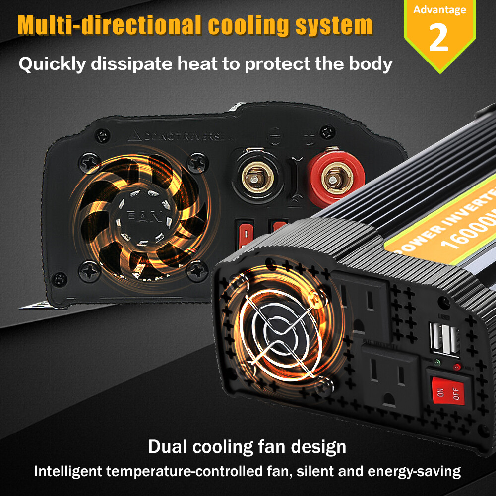 16000W Car Power Inverter DC 12V To AC 110V Pure Sine Wave Solar Converter LCD