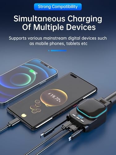 Retractable Car Charger 96W with Bluetooth Car Adapter, 4 in 1 Fast Charging,