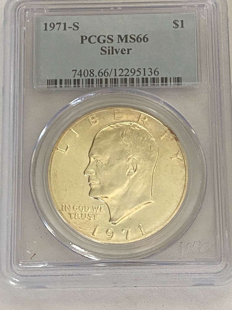 1971-S $1 Eisenhower Silver Dollar, PCGS MS66 Silver