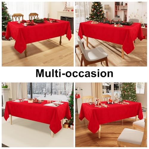 Rectangle Christmas Tablecloth 60x84 Inch, 84" x 60" (Rectangular) Red