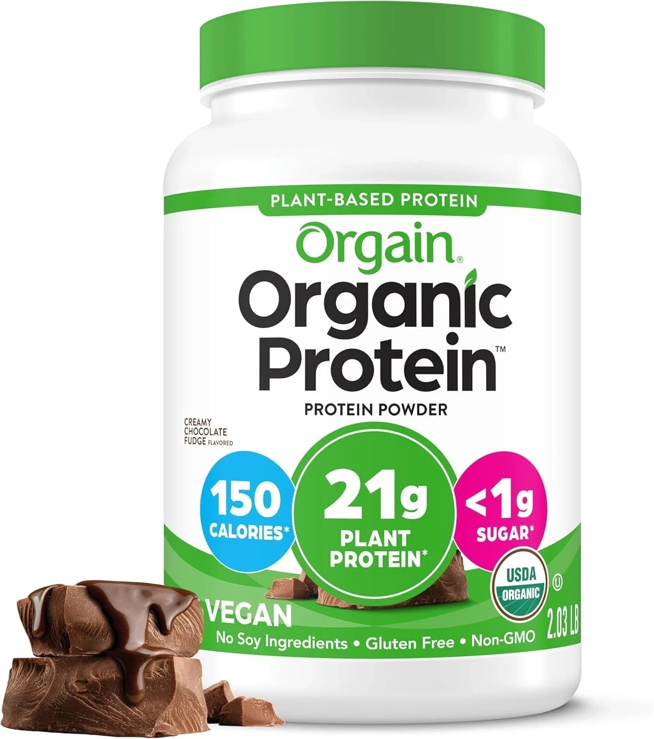 Orgain - Organic Protein Powder, Vegan , Creamy Chocolate Fudge, 2.03 LB (920 g)