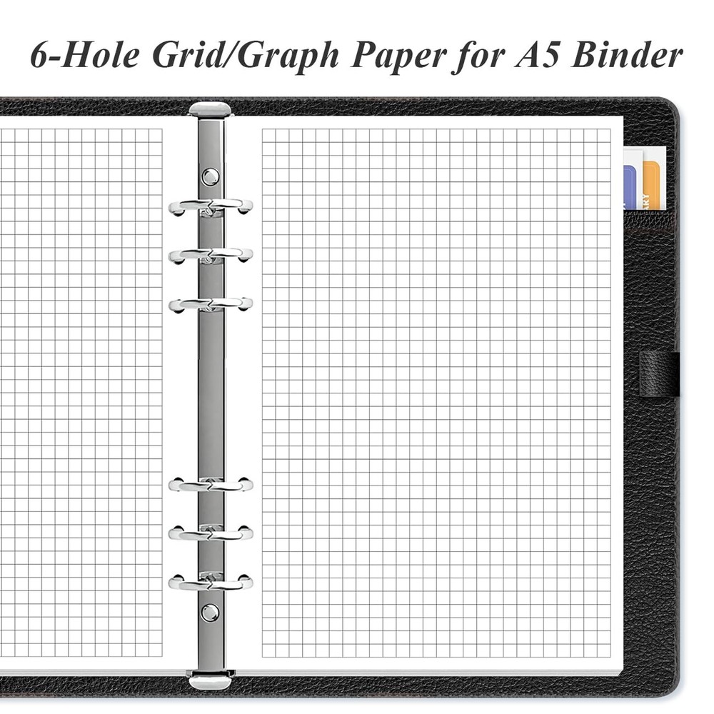 A5 Grid Refill Paper, 6-Hole Graph 100Sheets / Blue,Clear,White