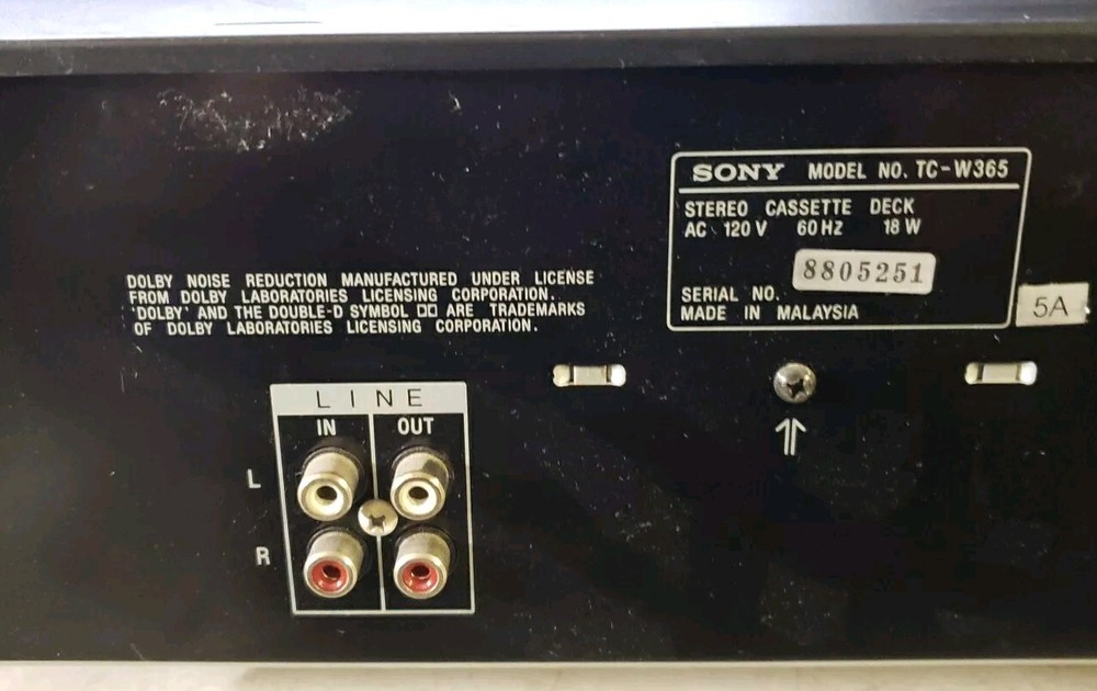 Sony TC-W365 Stereo Dual Cassette Deck with Record Function -Powers On