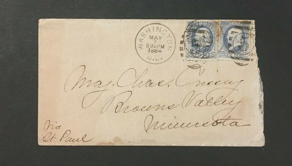 US 1884 1 cent  pair  Washington DC cover