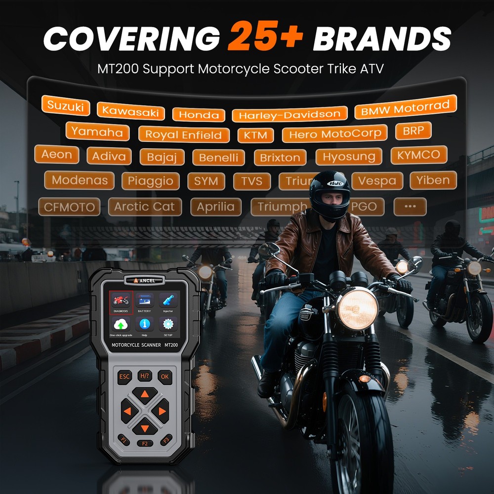 ATV Motorcycle OBD2 Scanner Diagnostic Tool Full System Code Reader +8 Connector