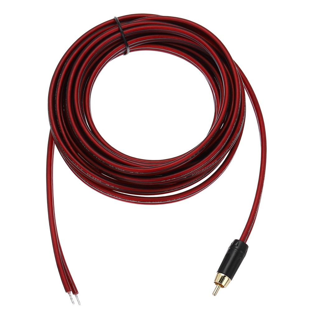 Gold Plated RCA Cable, 16.4ft (5 Meter) RCA to Bare Wire Open End