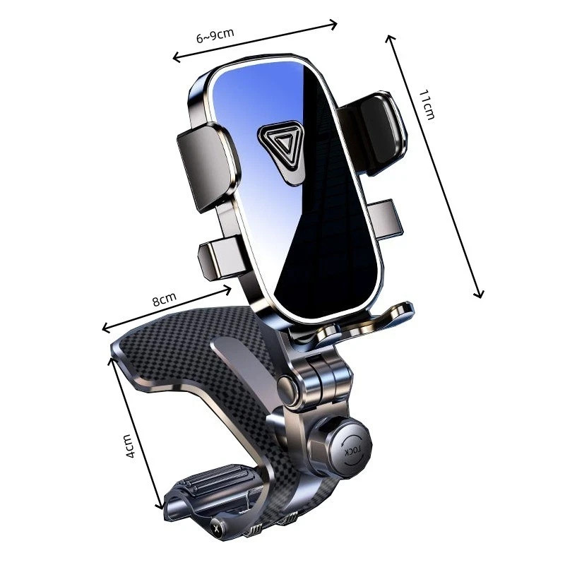 Universal Car Phone Mount – Dashboard & Mirror Clip, 360° Rotatable Clip Bracket