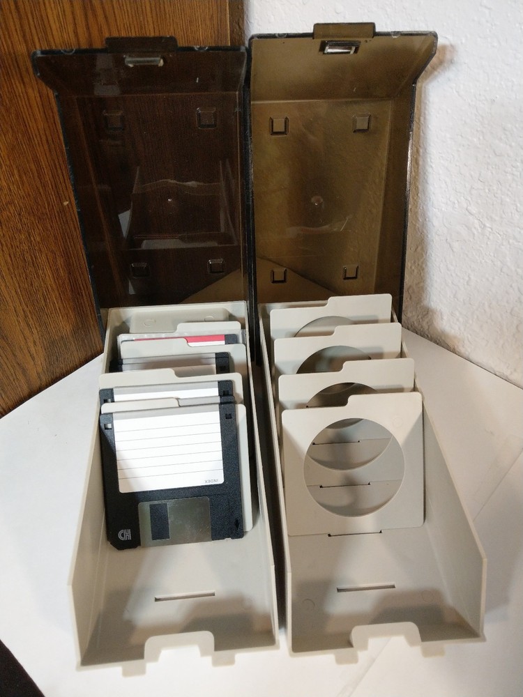 Disk File 3.5" Floppy Disk Storage Box Case Holder with Dividers & Diskettes