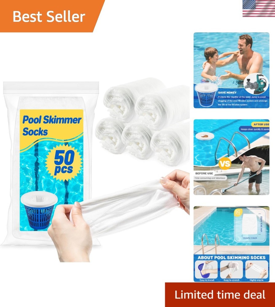 Durable 50PCS Nylon Pool Socks - Efficient Debris Filtration for Clean Pools