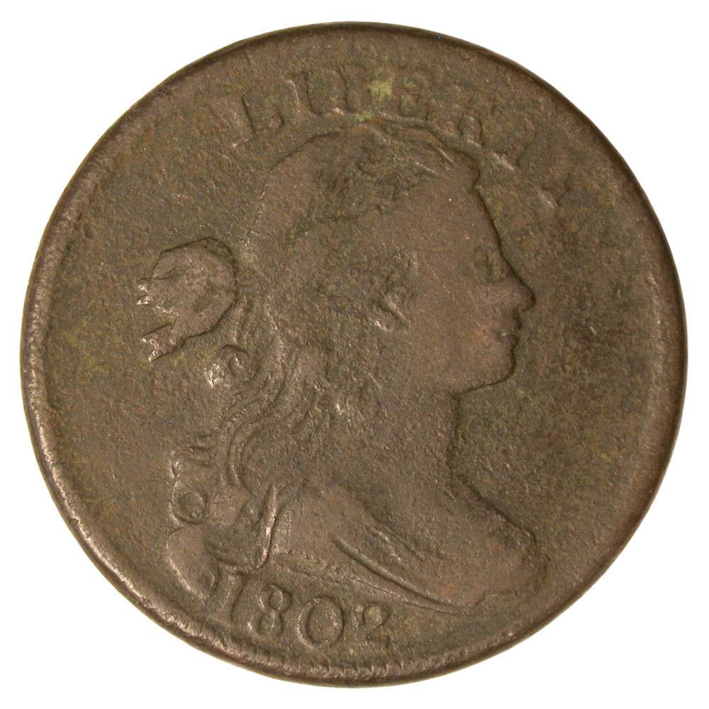 1802 Draped Bust 1¢ With Stems