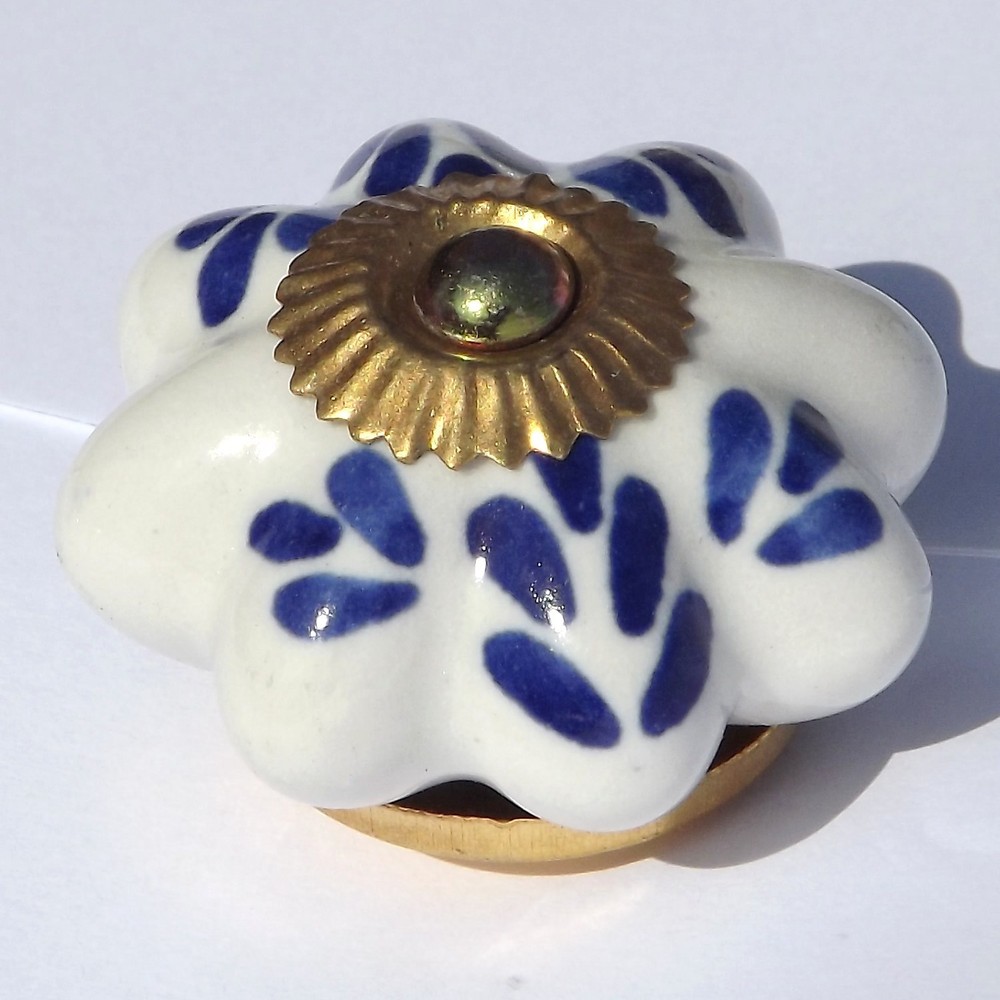 Ceramic knobs pulls handles for doors drawers cupboard cabinet wardrobe - brass