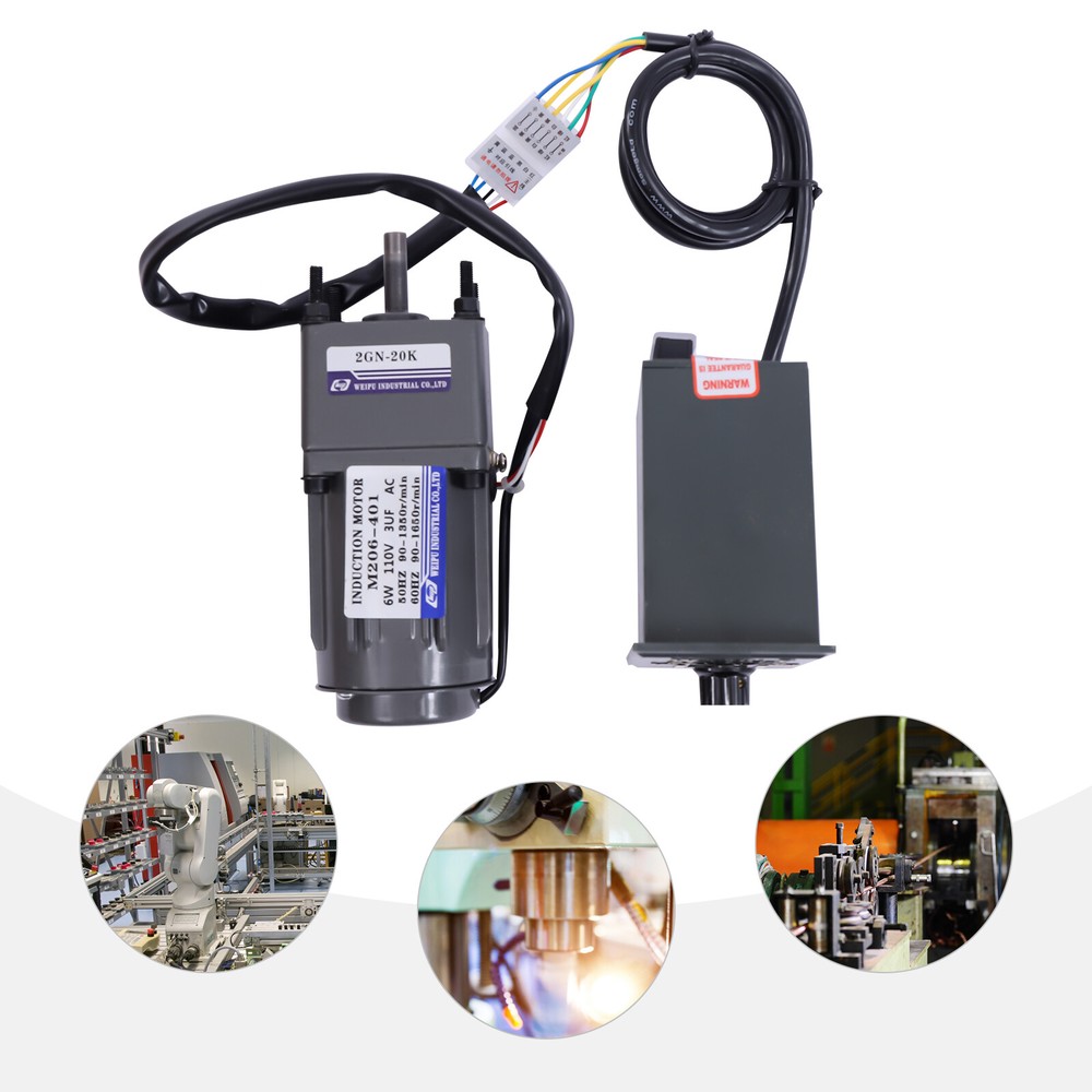 110V Gear Motor with Speed Controller - Adjustable Speed Regulator (20K)