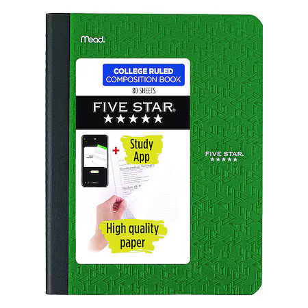 Five Star 850065 Composition Book, Medium/College Rule, Randomly Assorted Cover