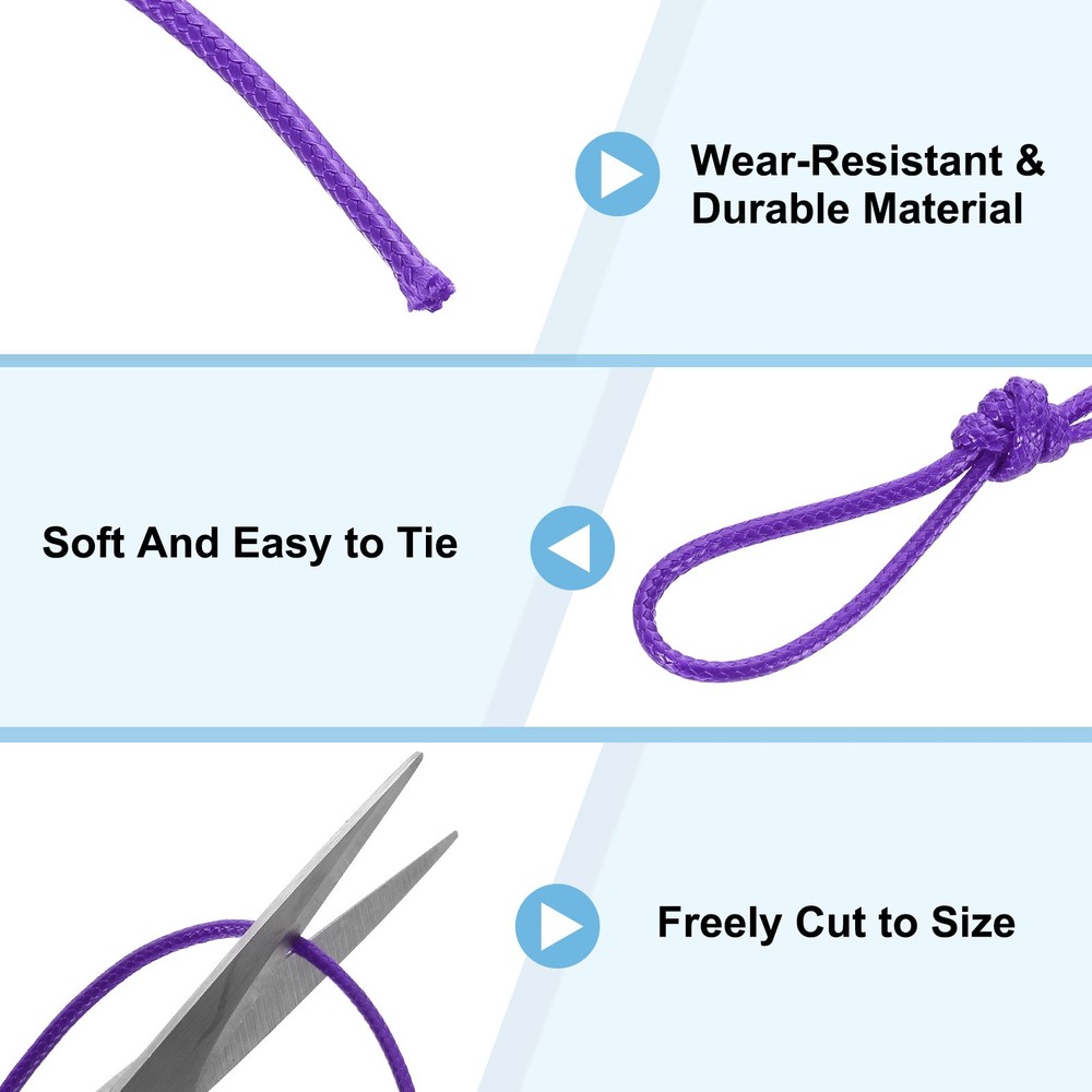 3Pcs Waxed Polyester Cord, 5.5 Yard 2mm Wax Bead Thread String, Dark Purple