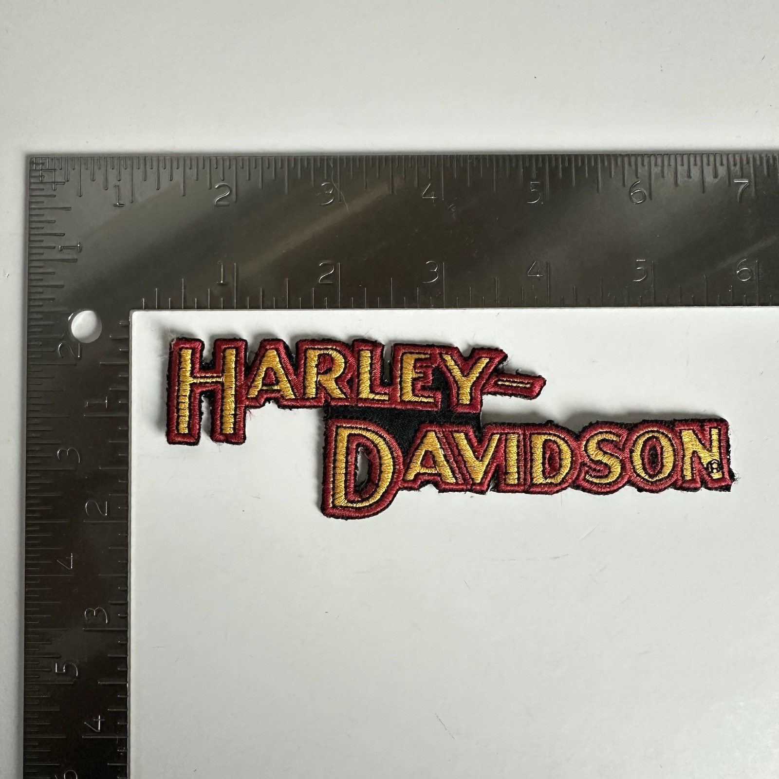 Vintage HARLEY-DAVIDSON Red Yellow Tank Logo Spellout Logo Embroidered Patch