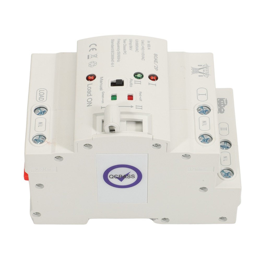 Mini Dual Power Automatic Transfer Switch Grid to Alternator 2P 63A 110V US