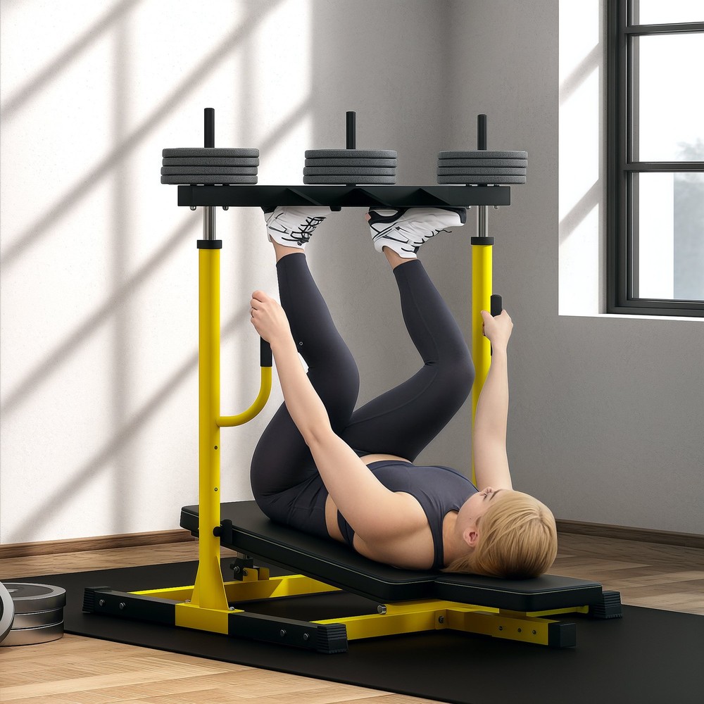 Leg Press Machine with Adjustable Leg, Back, Head Positions Yellow