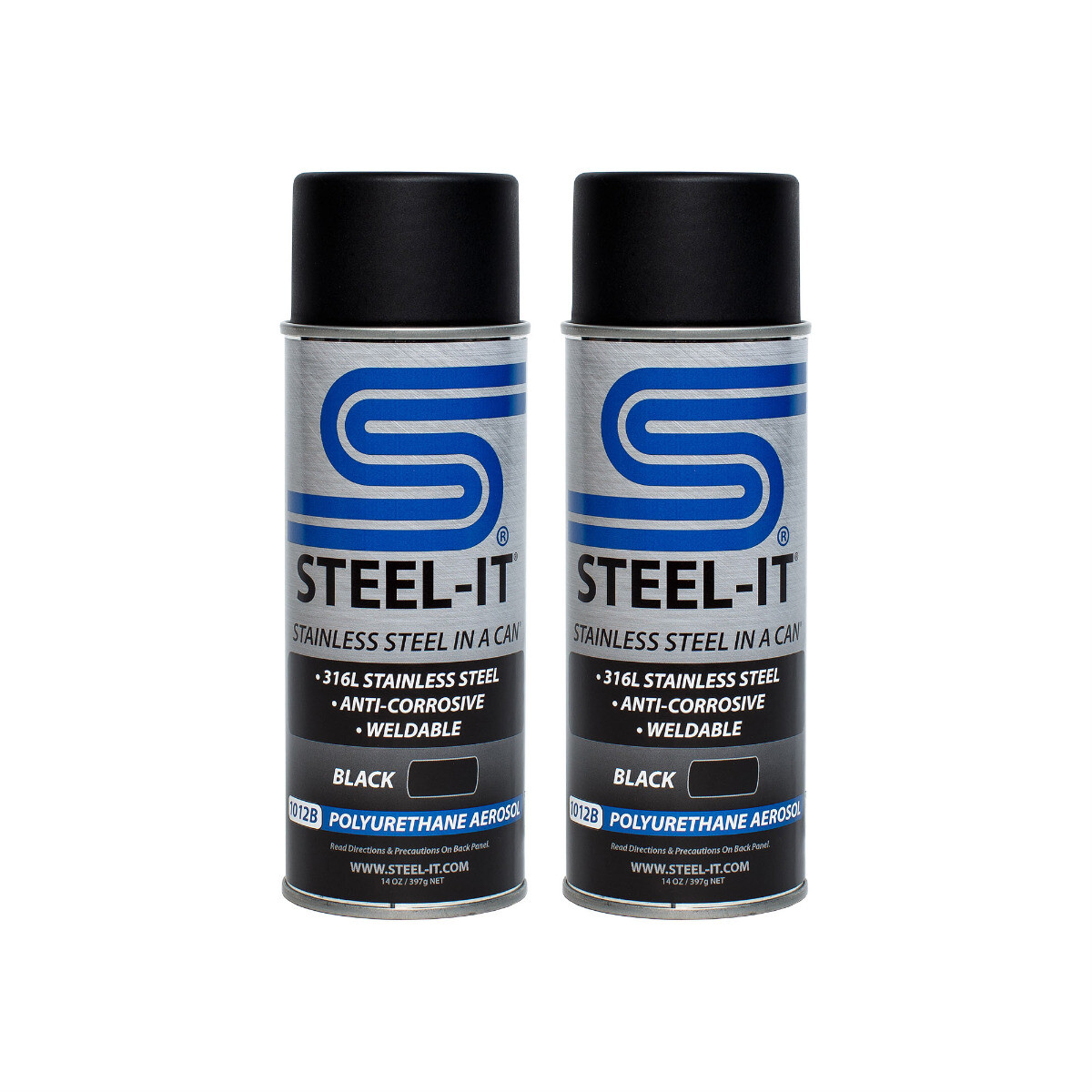 Steel-it 1012B Black Polyurethane Stainless Steel Spray 14oz Can (Pack of 2)