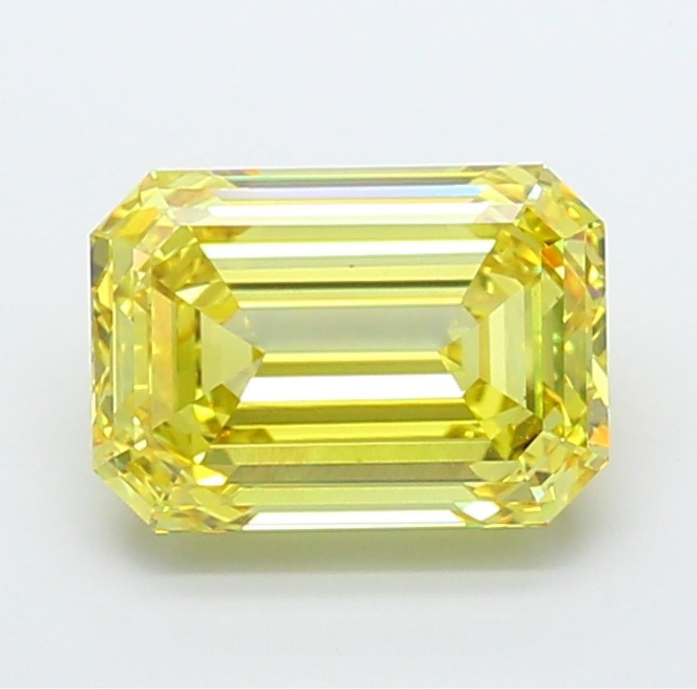Yellow Emerald Cut Lab Created Diamond IGI