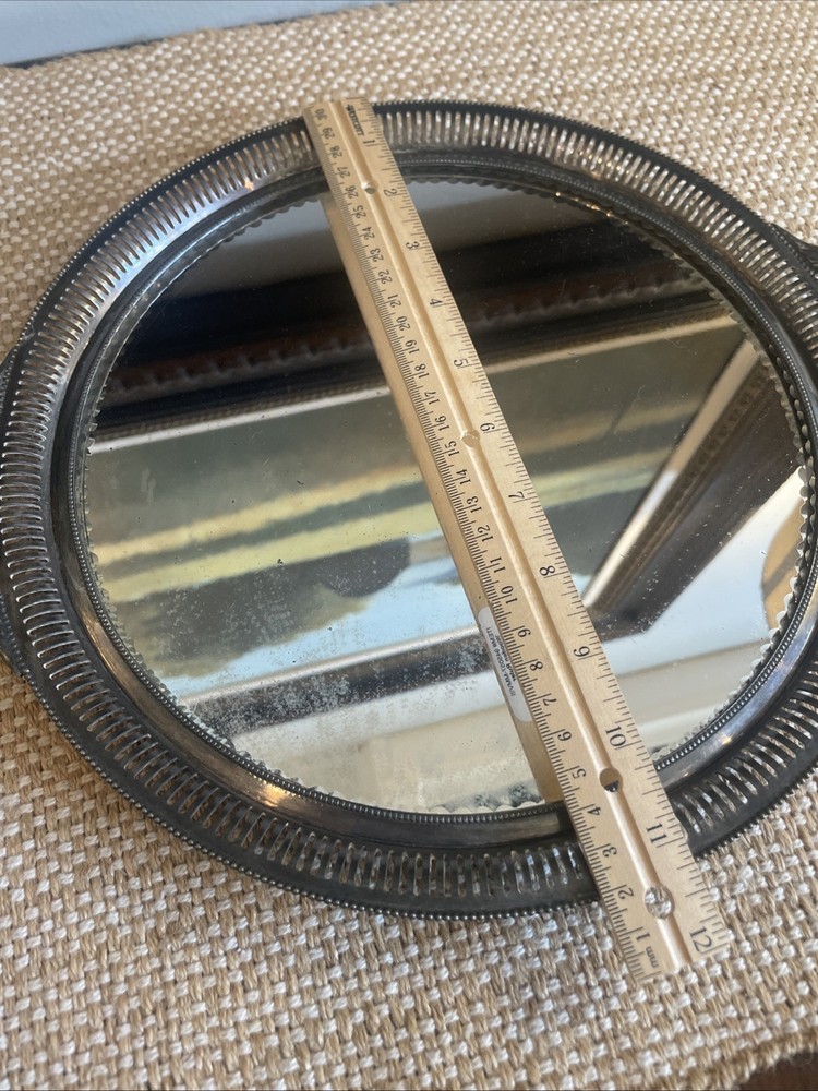 Antique Pairpoint Mfg Co Quad Plate Beveled Mirror Serving Perfume Tray Handles