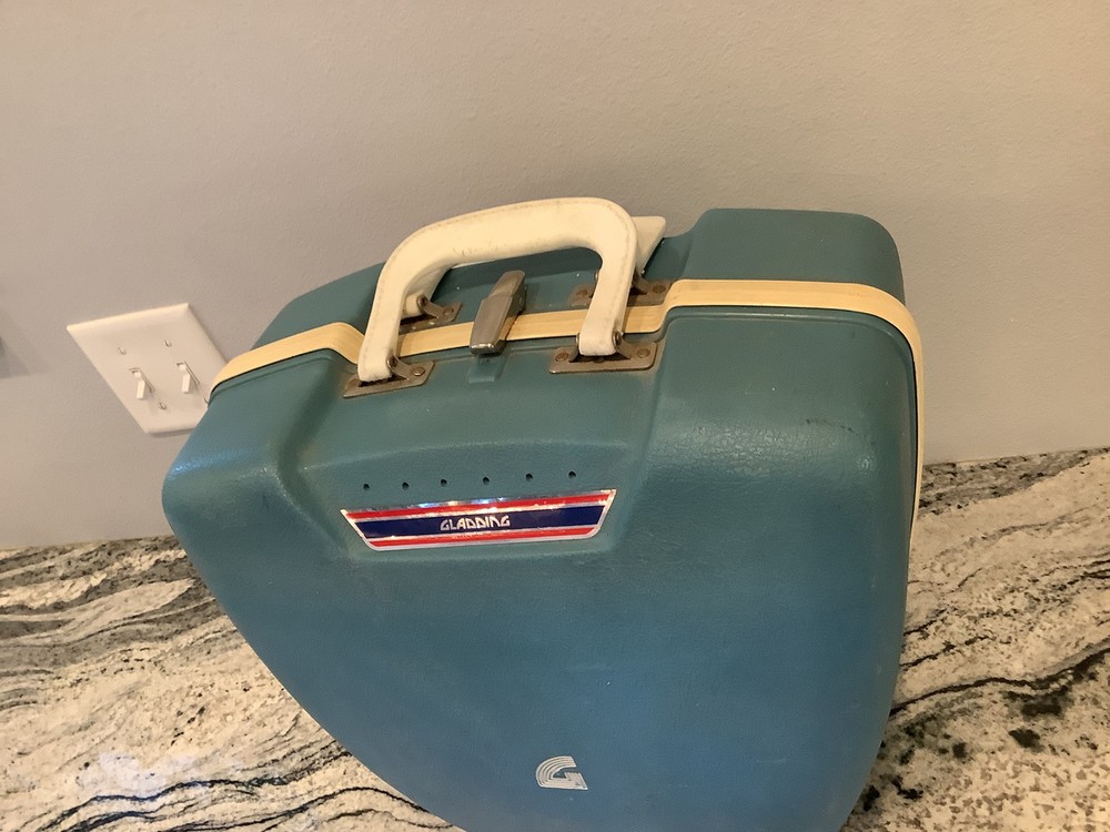 Vintage Gladding Bowling Ball Hard Shell Case Blue Retro Bag