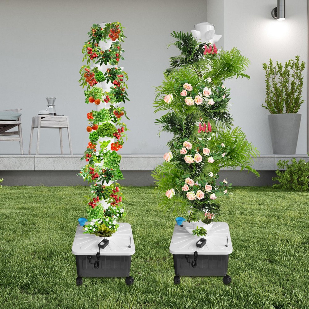 Vertical Hydroponic System Tower Garden Home Grow Kit 14 Layer 70 Pots