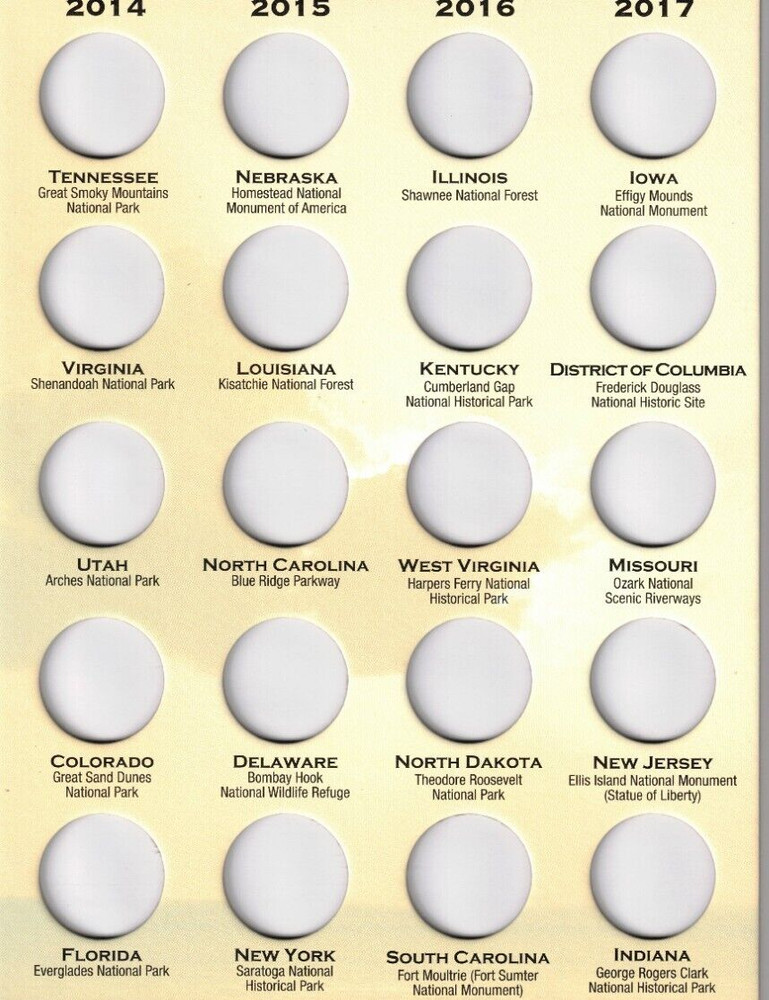 New Whitman Folder for National Park 60 Quarter Types From 2010-2021!