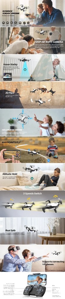 SIMREX X300C Mini Drone w/ 720P HD Camera Complete