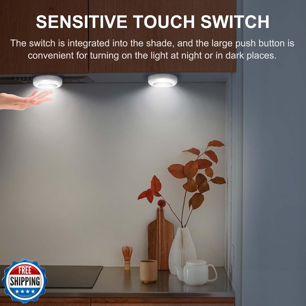 Tap Light 6 Pack Portable LED Puck Touch Night Lights - Battery O