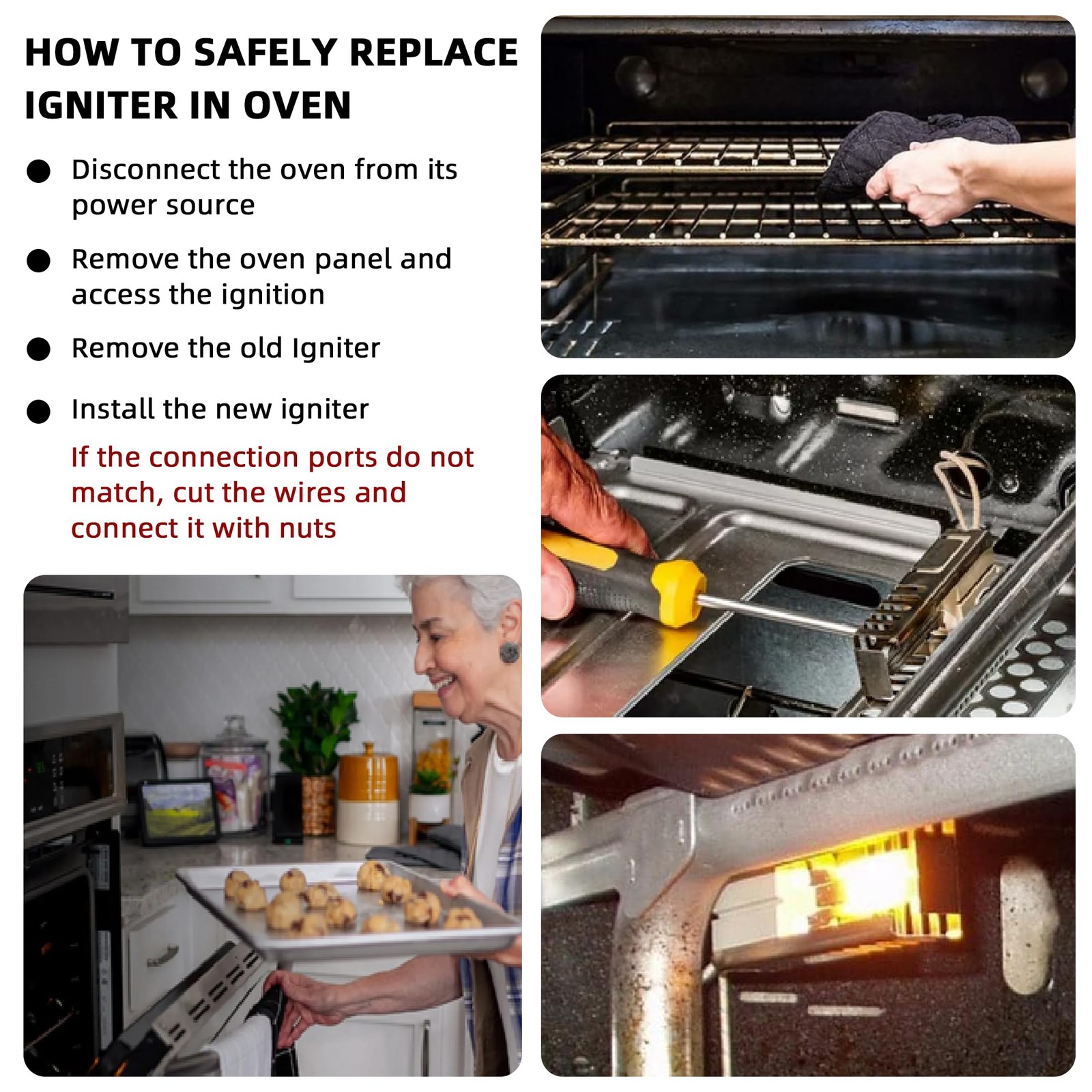 WB13K21 Gas Oven Igniter Replacement Fit for G-E xl44 Sam-sung Hot-point Ken-...