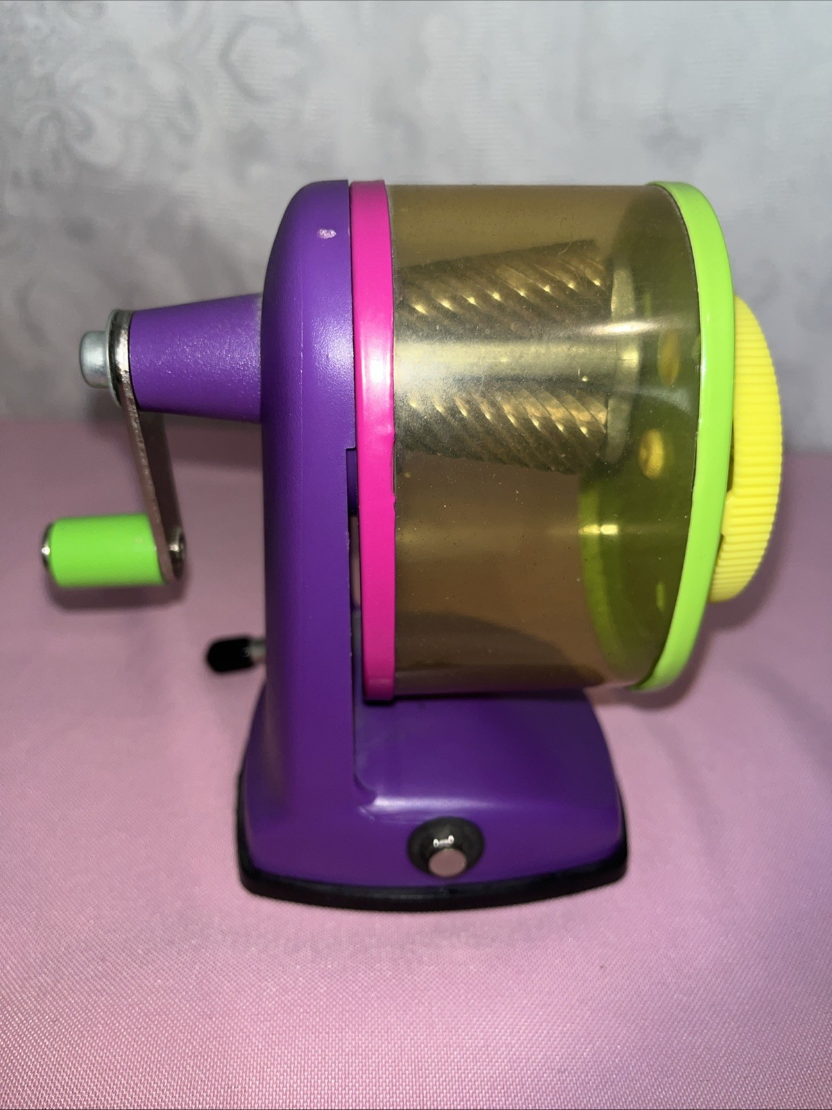VINTAGE 90’s Nickelodeon Yikes! Neon Desktop Manual Crank Pencil Sharpener