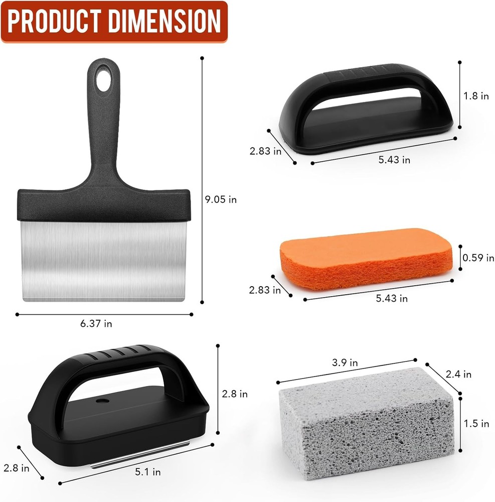 Griddle Cleaning Kit with Grill Stone, Griddle Scraper & Griddle Brush