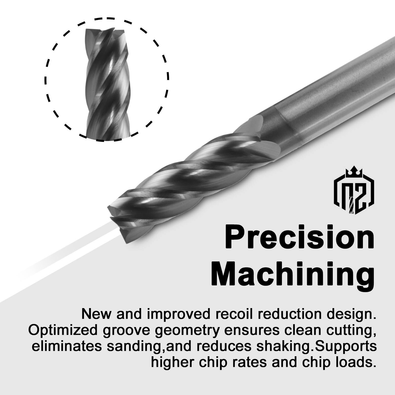 LOT OF 5PCS 4 Flute 3/8" x 1-1/4" x 3" Solid Carbide End Mill - AlTiN Coated NEW