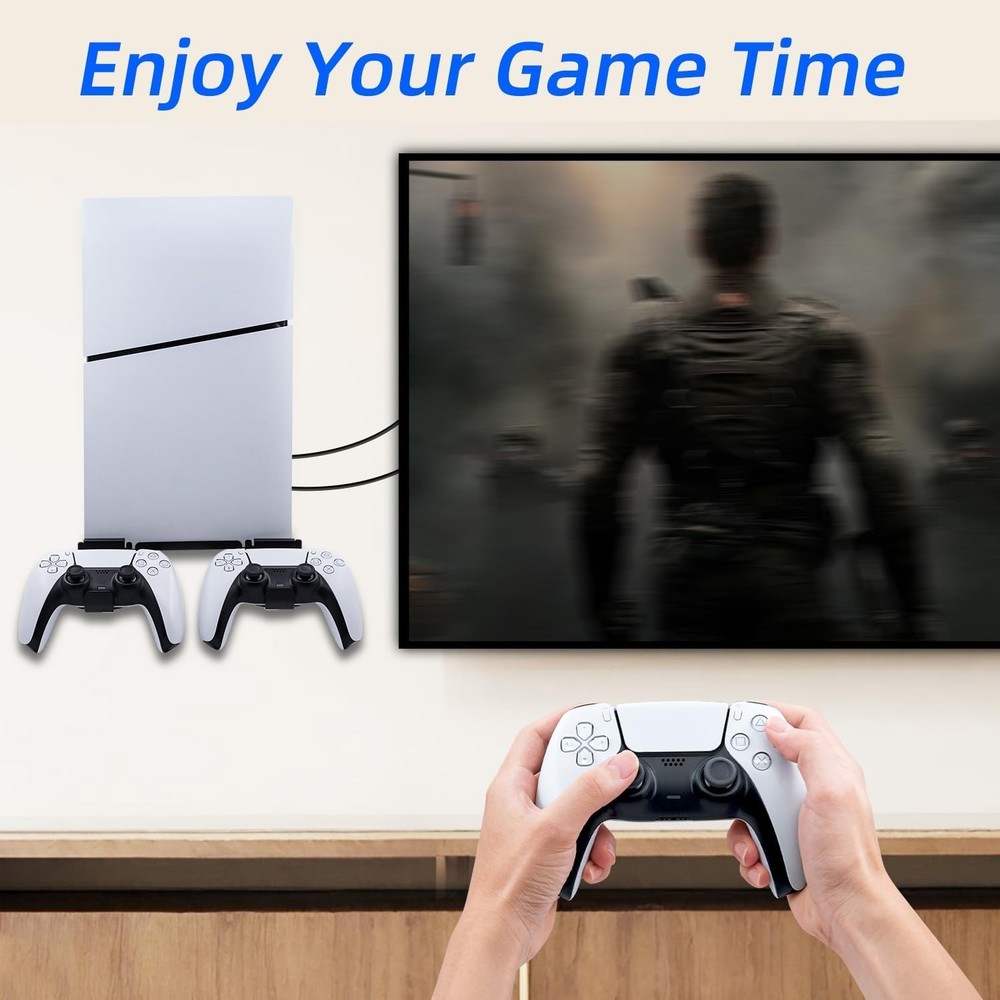 Floating Wall Mount for PS 5 Slim & 2 Removable Controller Holder Repisa flotant
