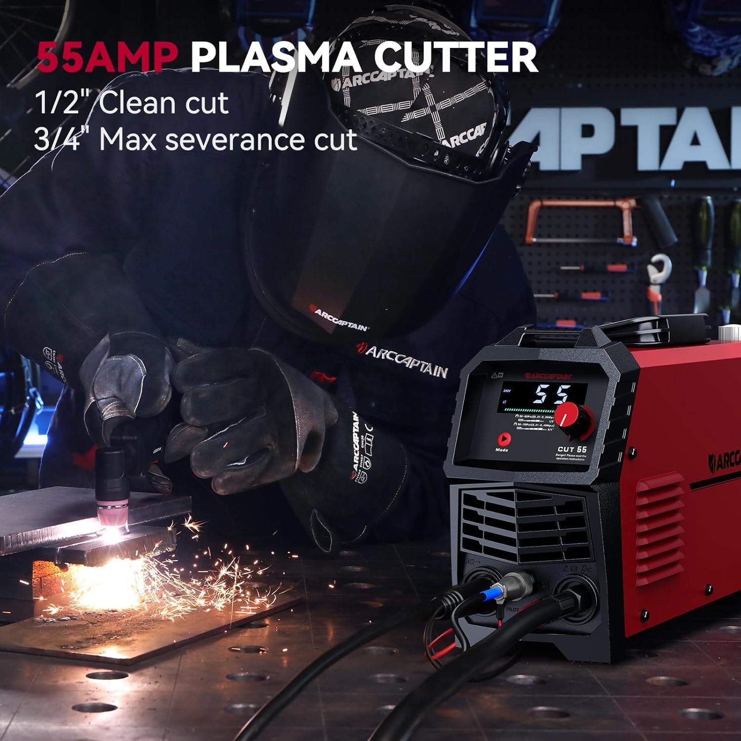 ARCCAPTAIN 55A Plasma Cutter Non-Touch Pilot ARC HF Air Plasma Cutting Machine