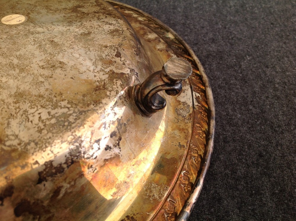Footed Silverplate Round Serving Tray