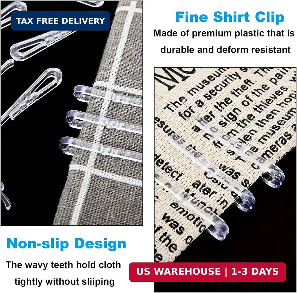 ZOEYES 2000Pcs U Shape Plastic Alligator Clips, 1.5"Transparent Plastic Clothesp
