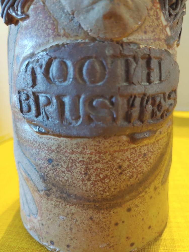 Studio Art Pottery Toothbrush Holder Funky Man