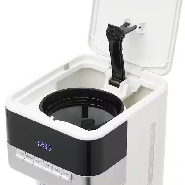 Haden Quintessential 12 Cup Programmable Digital Coffee Maker, Ivory/Chrome