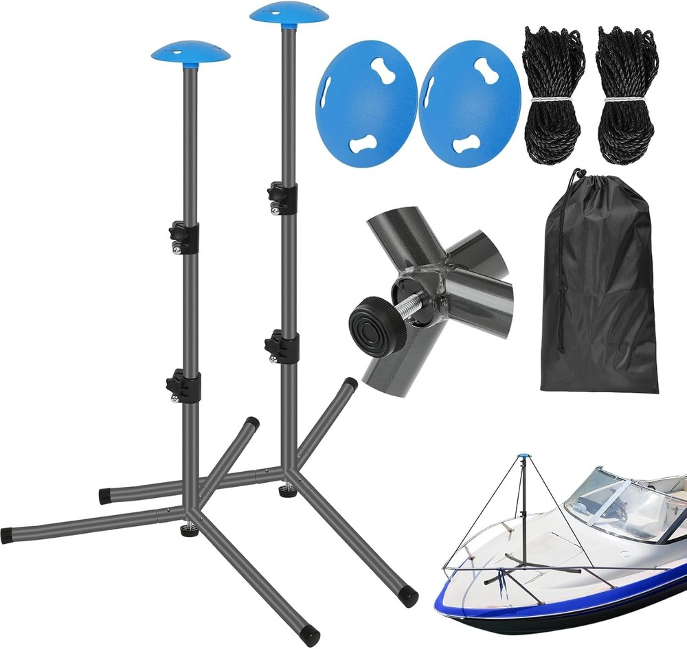 Windproof Boat Cover Support Pole System 2 Pcs with Adjustable Heights