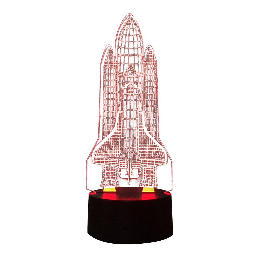 3D Space Rocket Night Light 7-Color Changing LED Table Lamp W/ Remote Control F