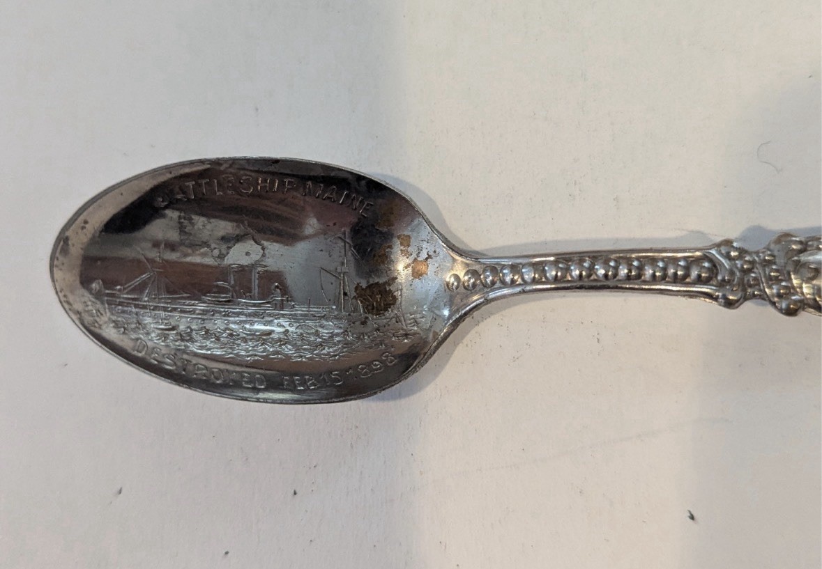 Vintage Battle Ship Maine Spoon Made From Recovered Metal From 1898 Sunken Ship