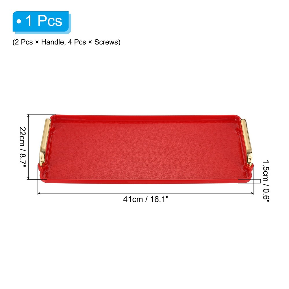 16.1" x 8.7" Modern Rectangular Decorative Tray Jewelry Platter Red