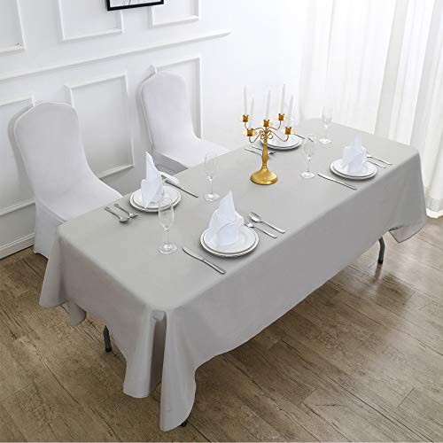 Rectangle Tablecloth 90x132 inch Washable 90" x 132" (Rectangular) Silver