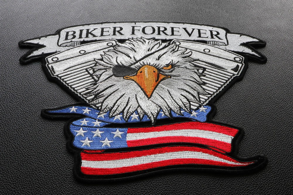 Biker Forever Eye Patch Eagle Patch - 12x10 inch - PL6941