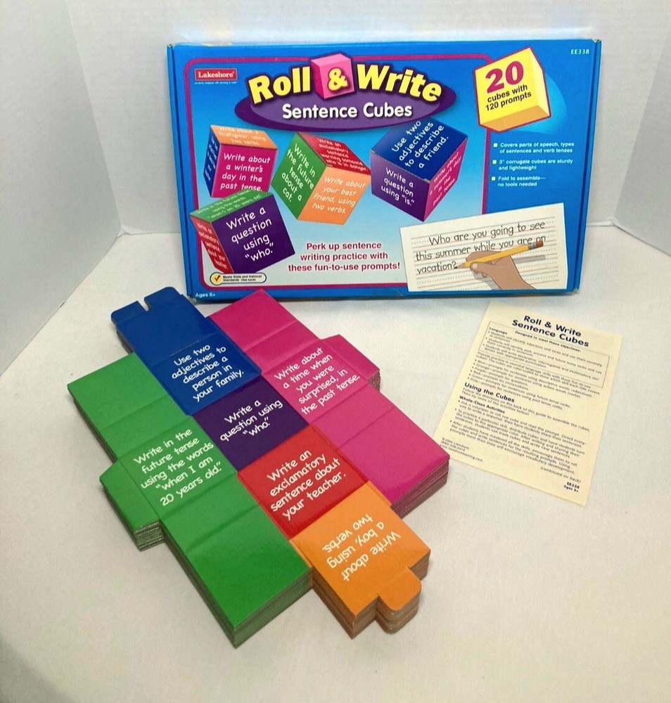 Lakeshore Game Roll & Write Sentence Cubes Big Dice Game EE338