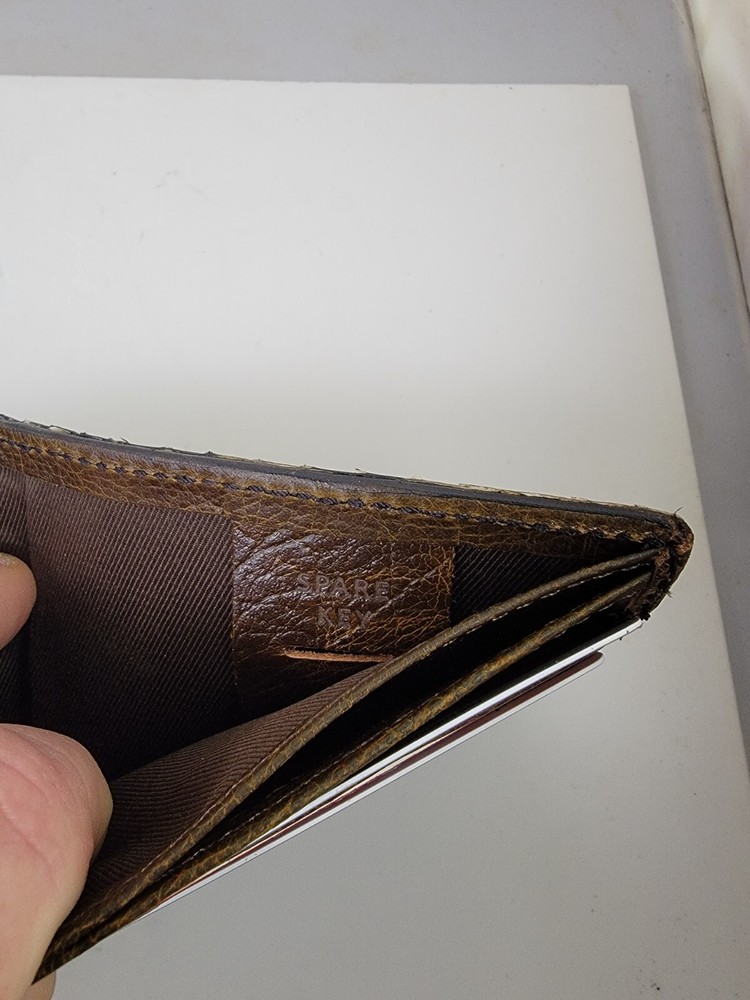 Ball Python Wallet Men Billfold snake skin Original Slim Pocket Brown interior