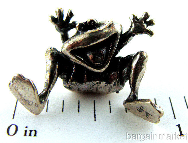 Adorable Mini Sterling Silver Frog Figurine #87